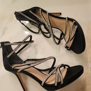 Black Sexy TALL Rhinestone Stilletto Heels